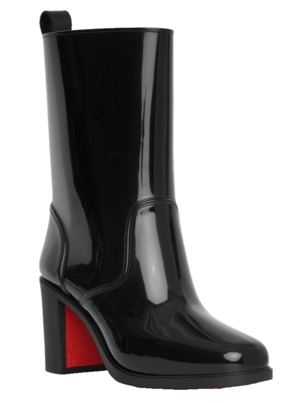 New Christian Louboutin Loubirain Platform Rain Boots Heels Black 38 Rubber - Picture 11 of 13